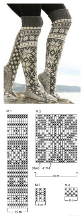 Жаккардовые гетры вязаные спицами схемы