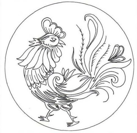 Хохломская птица раскраска