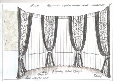 Эскизы штор карандашом