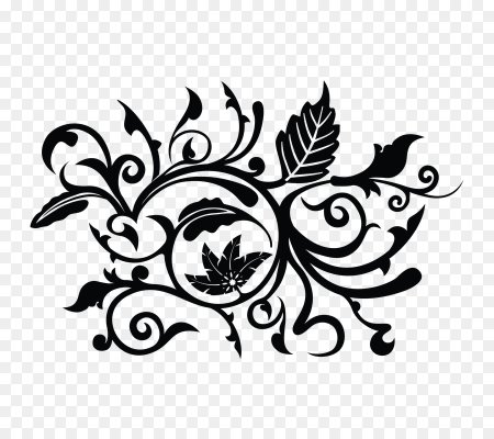 Растительный орнамент черно белый