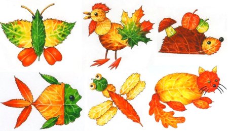 Фигурки из осенних листьев