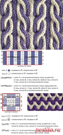 Двухцветный узор спицами для шарфа