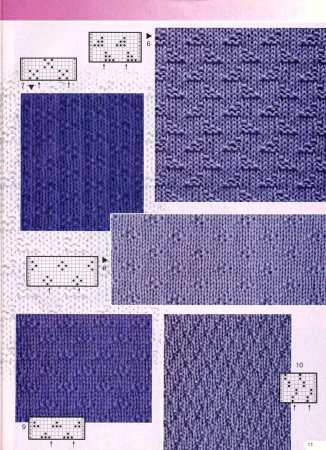 Вязание узоров лицевыми и изнаночными петлями спицами