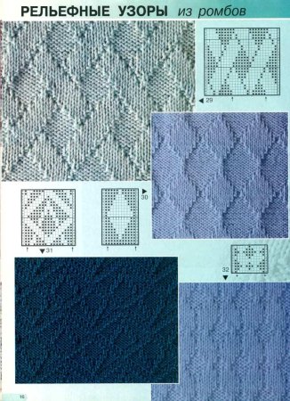 Узоры из лицевых и изнаночных ромбы