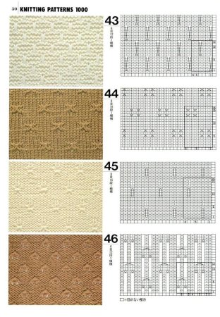 Рельефные узоры спицами со схемами простые