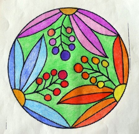 Рисование узора в круге Расписная тарелка