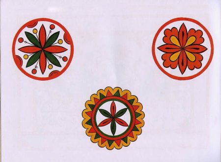 Пермогорская роспись орнамент в круге