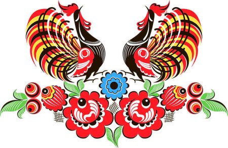 Городецкие узоры на белом фоне