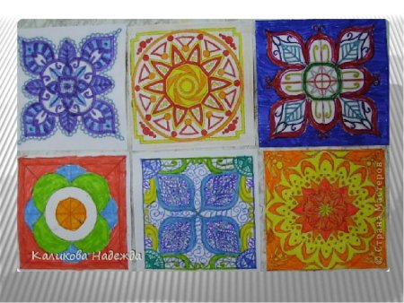 Квадраты с орнаментом для рисования для детей