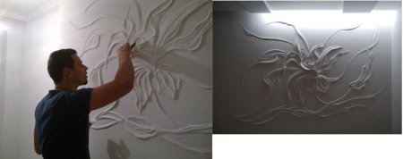 Рисование шпаклевкой на стенах