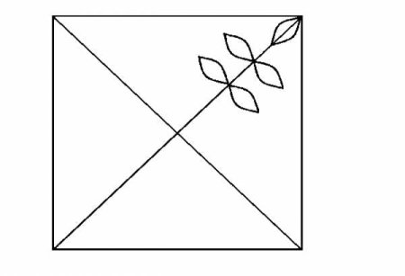 Рисование в квадрате узора из веточек с листочками