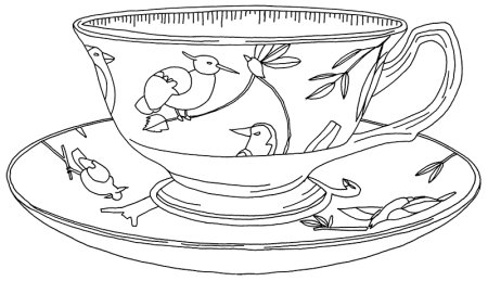 Чашка с блюдцем чайная, форма Сад, рисунок Русские сказки. Козленок