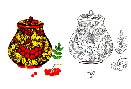 Хохлома раскраска для детей