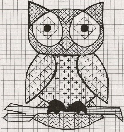 Вышивка блэкворк Совы