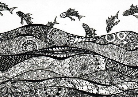 Пейзаж в стиле Зентангл