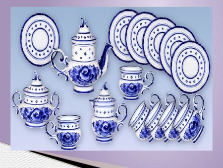 Посуда Гжель и Хохлома