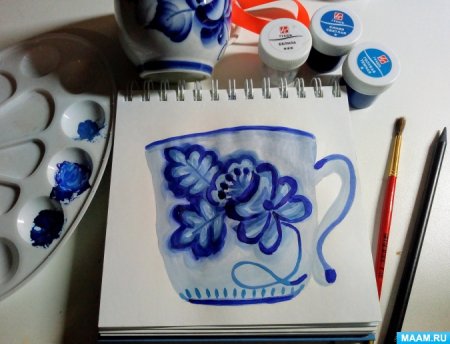 Роспись Гжель для детей чашка