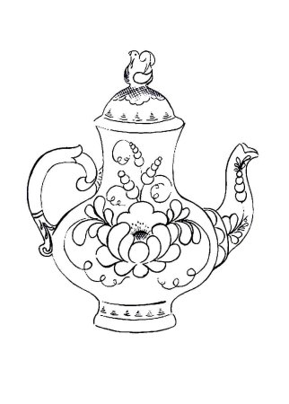Чайник Гжель раскраска