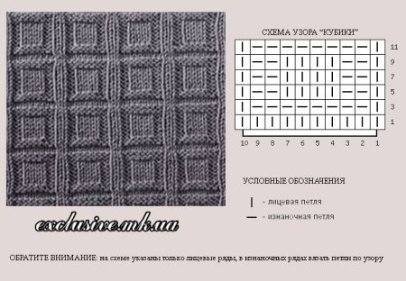 Узор шахматка спицами схема