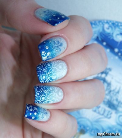 Зимние узоры на ногтях