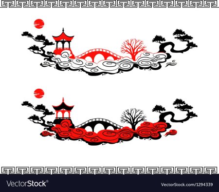 Китайский узор горизонтальный