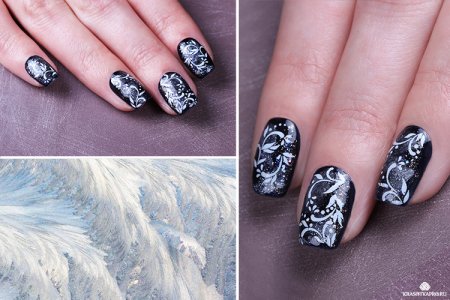 Ногти в стиле Гжель