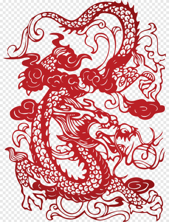 Орнамент дракон Китай Papercut