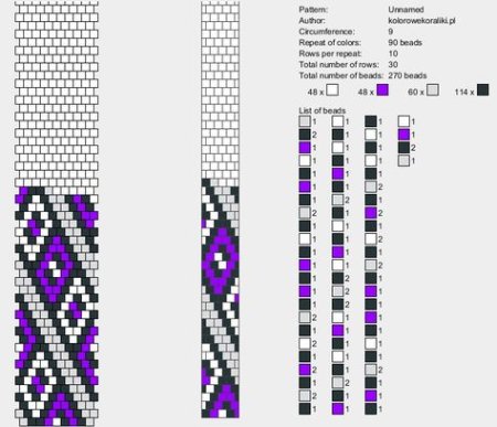 Браслеты Пейот из бисера схемы
