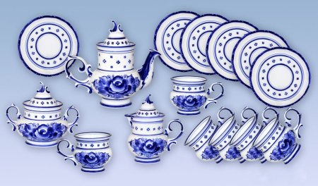 Сервиз Гжельский рисование
