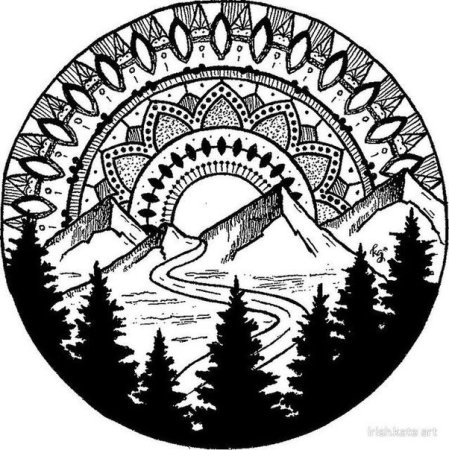 Пейзажный орнамент в круге
