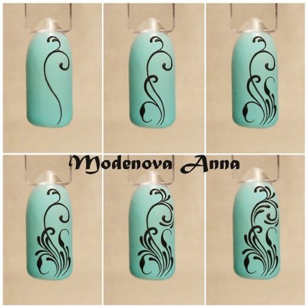 Вензеля на ногтях пошагово