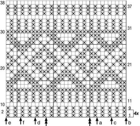 Узор листики спицами схема реглан