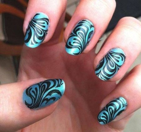 Маникюр узор иголкой