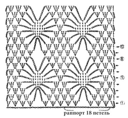 Узор паучки крючком схема
