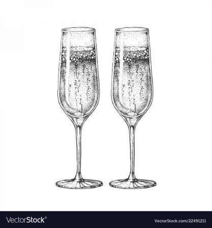 Бокал шампанского карандашом