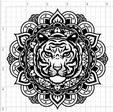 Тотемное животное тигр Мандала белый