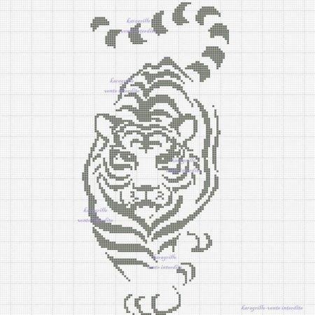 Монохромная вышивка тигр