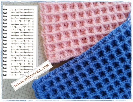 Вафельный узор крючком для пледа