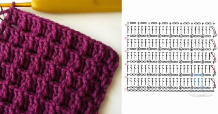 Узор Вафелька крючком схема