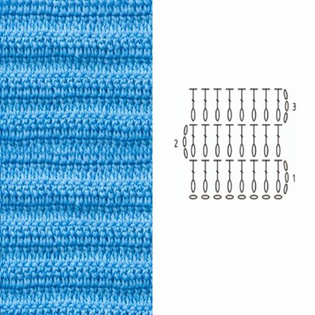 Узоры крючком столбиками с накидом