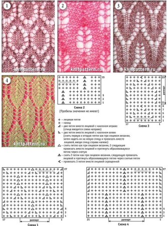 Простая ажурная вязка спицами схемы