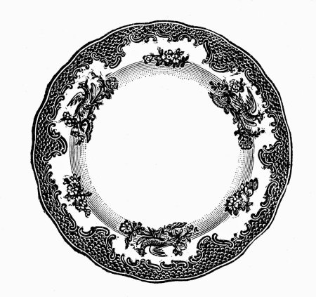 Тарелка черно белая