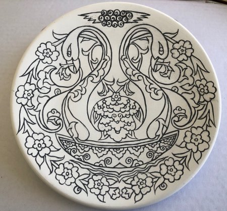 Тарелка в стиле Гжель раскраска