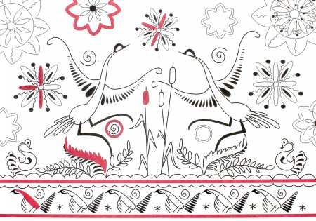 Мезенская роспись птицы