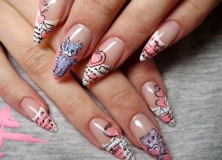 Длинные ногти с бабочками