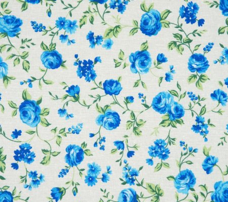 Голубая ткань в цветочек