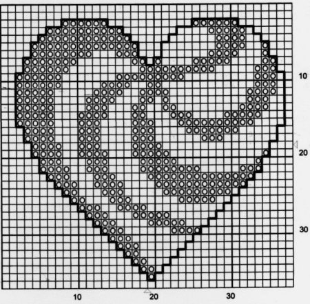Филейное вязание сердце