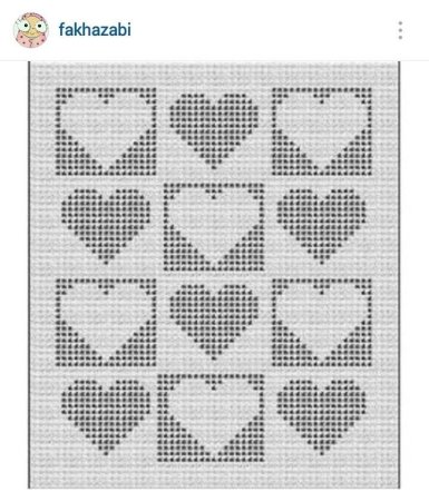 Филейный узор сердечки