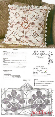 Вязаные наволочки на диванные подушки крючком схемы