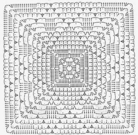 Рельефный квадрат крючком схемы